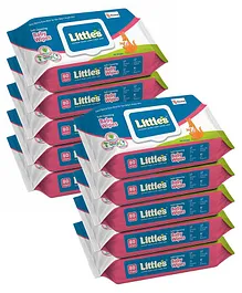Little's Soft Cleansing baby Wipes ( Lid Pack ) Pack of 5 - 80 Pieces Each (Pack of 2)