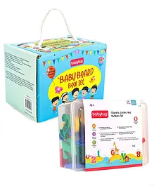 Babyhug Pocket Board Book Set of 10 combo with magnetic letter and number set