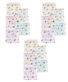 Babyhug Reusable Square Printed Muslin Cotton Nappy Set Small Pack of 5 - Multicolor Combo Pack of 3