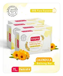 Babyhug Invigorating Calendula Bathing Bar, 75 g -Pack of 4