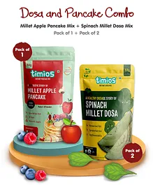 Timios Spinach Millet Dosa Mix 2pcs & Millet Pancake Mix Apple 1pc - 150 gm each