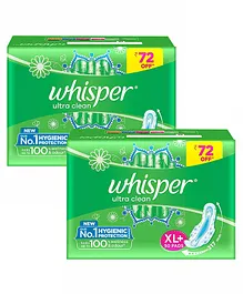 Whisper Ultra Clean Sanitary Napkins Extra Large - 50 Pieces(Pack of 2 )