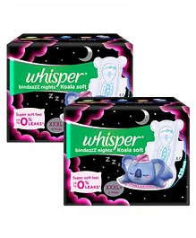 Whisper Bindazzz Nights Koala Soft Sanitary Napkins XXXL- - Pack 8 (Pack of 2 )