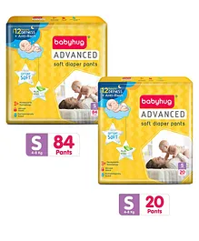 Babyhug Advanced Pant Style Diapers Small - 84 Pieces & Babyhug Advanced Pant Style Diapers Small - 20 Pieces