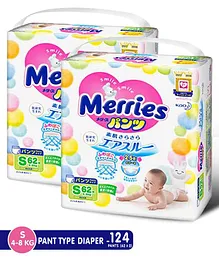 Merries Pant Style Diapers Small - 62 Pieces - (Pack of 2)