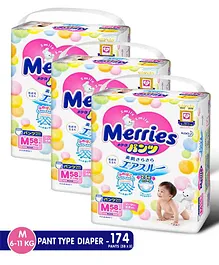 Merries Pant Style Diapers Medium - 58 Pieces - (Pack of 3)