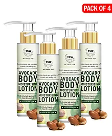 TNW-THE NATURAL WASH Avocado Moisturizing Lotion With Argan Oil For Dry And Flaky Skin (Non-Greasy Paraben Free Formula) - 100 ml (Pack of 4)