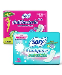 Sofy Anti Bacteria Extra Long Sanitary Pads - 28 Pieces & Sofy Antibacteria Pantyliner - 18 Pieces - (Pack of 2)