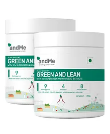 andMe Green & Lean Supergreen Powder with 9 Alkalizing Greens 8 Antioxidants & 10 Immunity Herb -  250 g(Pack of 2)