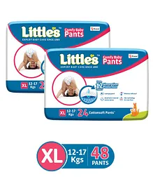 Little's Comfy Baby Pants Diapers Extra Large Size with Wetness Indicator and 12 hours Absorption, XL  (24 Pieces) - (Pack of 2)