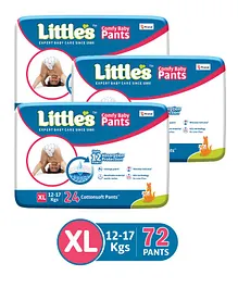 Little's Comfy Baby Pants Diapers Extra Large Size with Wetness Indicator and 12 hours Absorption, XL  (24 Pieces) - (Pack of 3)