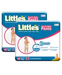 Little's Comfy Baby Pants Diapers Double Extra Large with Wetness Indicator and 12 hours Absorption, XXL  (22 Pieces) - (Pack of 3)
