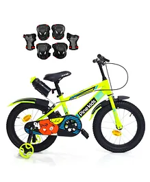 Pine Kids Rubber Air Tyres Bicycle with 16 Inch Wheels - Green (Training wheel Color May Vary) & Safety and Protective Gear Accessories
