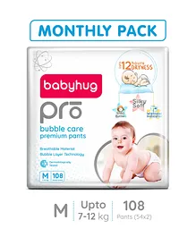 Babyhug Pro Bubble Care Pant Style Diapers Medium - 54 Pieces - (Pack of 2)
