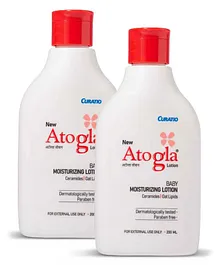 Atogla Moisturizing baby lotion 200ml (Pack of 2) for all skin types Protects Against rashes & prevents skin irritation For soft and healthy skin - By Torrent Pharma