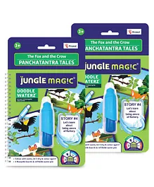 Jungle Magic Doodle Waterz Panchatantra Tales The Fox & The Crow Reusable Water Reveal Colouring Book with Water Pen - English (Pack of 2)