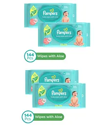 Pampers Baby Gentle wet wipes with Aloe, 144 count, 97 Pure Water & Pampers Baby Gentle wet wipes with Aloe, 72 count, 97 Pure Water - (Pack of 2)