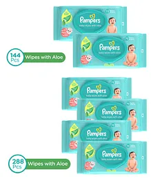 Pampers Baby Gentle wet wipes with Aloe, 144 count, 97 Pure Water & Pampers Baby Gentle wet wipes with Aloe, 72 count, 97 Pure Water - (Pack of 4)