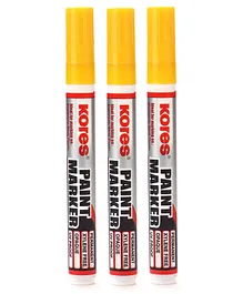 Kores Paint Marker Pen Yellow - Length 145 cm - Pack Of 3