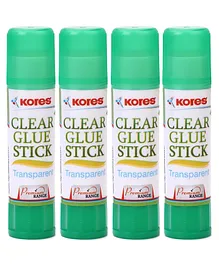 Kores Clear Glue Stick Green - 8 grams Pack Of 4