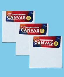 Anupam 4 Inch Canvas Painting Board - White - Pack Of 3