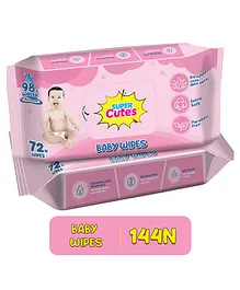 Super Cute Premium Soft Cleansing Baby Wipes - 72 Pieces - (Pack of 2)