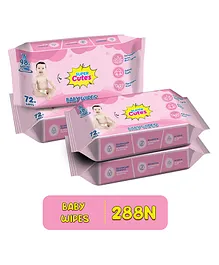 Super Cute Premium Soft Cleansing Baby Wipes - 72 Pieces - (Pack of 4)