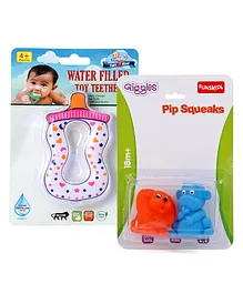Toes2Nose Milkyway Shape Water Filled Toy Teether - White & Giggles Pip Squeaks Pack of 2 - Colour may vary