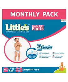 Little's Comfy Baby Pants Diapers Double Extra Large XXL(22 Pieces) - (Pack of 4)