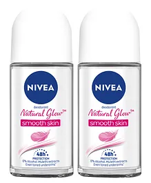 Nivea Natural Glow Smooth Skin Roll On Bottle - 50 ml Pack of 2