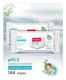 Babyhug Pro pH 5.5 Moisture Balance Bamboo Wipes - 72 pieces ( Pack of 2)