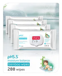 Babyhug Pro pH 5.5 Moisture Balance Bamboo Wipes - 72 pieces ( Pack of 4)