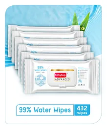Babyhug Advanced 99% Pure Water (Unscented) Baby Wipes - 72 pieces (Pack of 6)