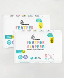 R for Rabbit Feather Diaper Pants Size S-Small for baby of 5-9 kgs - 48 Pieces (Pack of 2)