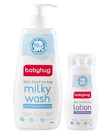 Babyhug Daily Head To Toe Milky Wash - 400 ml & Babyhug Daily Moisturising Lotion - 200 ml