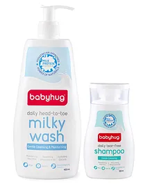 Babyhug Daily Head To Toe Milky Wash - 400 ml & Babyhug Daily Tear Free Shampoo - 100 ml
