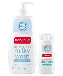 Babyhug Daily Head To Toe Milky Wash - 400 ml & Babyhug Daily Tear Free Shampoo - 200 ml