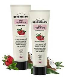 Goodnessme Baby Toothpaste Natural Strawberry, SLS free, Fluoride-free, Vegan - 50 gm (Pack of 2)