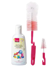 Morisons Baby Dreams Bottle And Accessories Cleaner - 250 ml and Morisons Baby Dreams Rotary Bottle Cleaning Brush - Pink