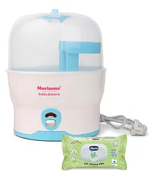 Morisons Baby Dreams Quick Electric Sterilizer - 6 bottles and Chicco Baby Moments Soft Cleansing Wipes With Flap Cover - 72 Wipes