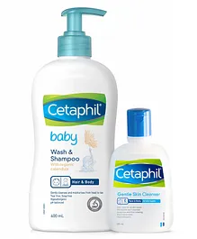 Cetaphil Baby Wash & Shampoo 400 ml and Gentle Skin Cleanser 125 ml for Women