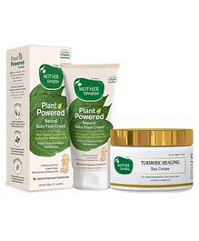 Mother Sparsh Plant Powered Natural Baby Face Cream - 50 gm and Turmeric Healing Day Cream - 40 gm for Women
