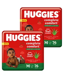 Huggies Complete Comfort Wonder Pants with Aloe Vera, Medium (M) size baby diaper pants, 76 count - (Pack of 2)