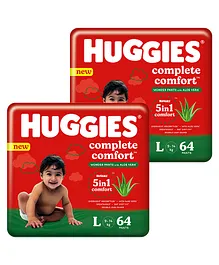 Huggies Complete Comfort Wonder Pants with Aloe Vera, Large (L) size baby diaper pants, 64 count - (Pack of 2)