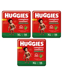 Huggies Complete Comfort Wonder Pants with Aloe Vera, Extra Large (XL) size baby diaper pants, 56 count - (Pack of 3)