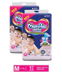 MamyPoko Extra Absorb Pant Style Diapers Medium - 46 Pieces - (Pack of 2)