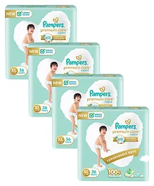 Pampers Premium Care Pants, Extra Large size baby diapers (XL), 36 Count, Softest ever Pampers pants - (Pack of 4)