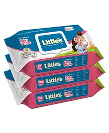 Little's Soft Cleansing Baby Wipes with Lid - 80 Pieces (Pack of 3)
