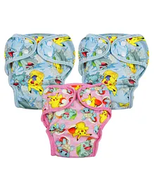 Pokemon Reusable Cloth Diaper Large - 2 Blue and 1 pink (pack of 3)