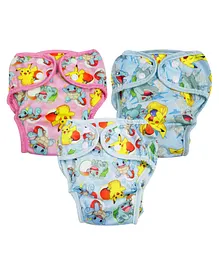 Pokemon Reusable Cloth Diaper Extra Large - 2 Blue and 1 Pink (pack of 3)